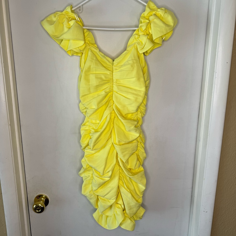Zara Ruffled Yellow Dress - Picture 6 of 6